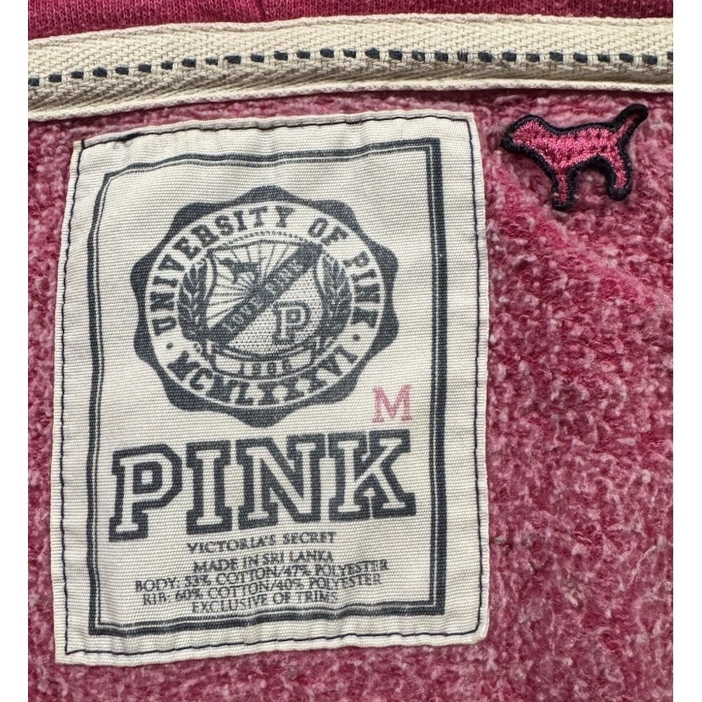 VTG‎ Victoria's Secret PINK Hoodie Womens Medium Rhinestone Bling Peace Sign Y2K - Picture 7 of 14